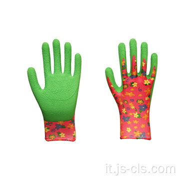 Garden Series Green Palm Red Stamped Latex guanti